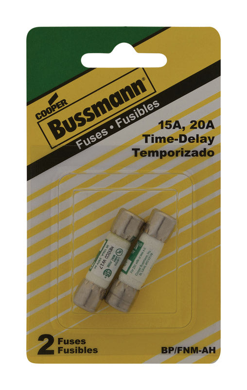 Bussmann 15, 20 amps Time Delay Cartridge Fuse 2 pk, Pack of 2