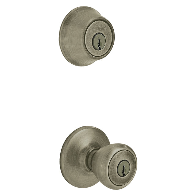 Kwikset 690T 5CP6ALRCSK6 Combination Lockset, Left, Right, Knob Handle, Tylo Design, Antique Brass