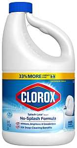 Clorox Splash-Less 32347 Concentrated Bleach, 77 oz, Liquid, Regular, Pack of 6