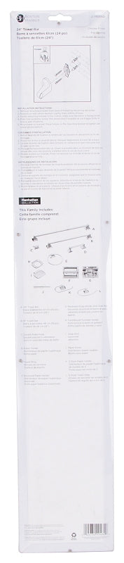 Boston Harbor CSC3L522 Towel Bar, 24 in L Rod, Chrome, Surface