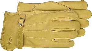 Boss B81202-M Gloves with Wrist Enclosure, M, Keystone Thumb, Slip-On Cuff, Cowhide Leather, Natural