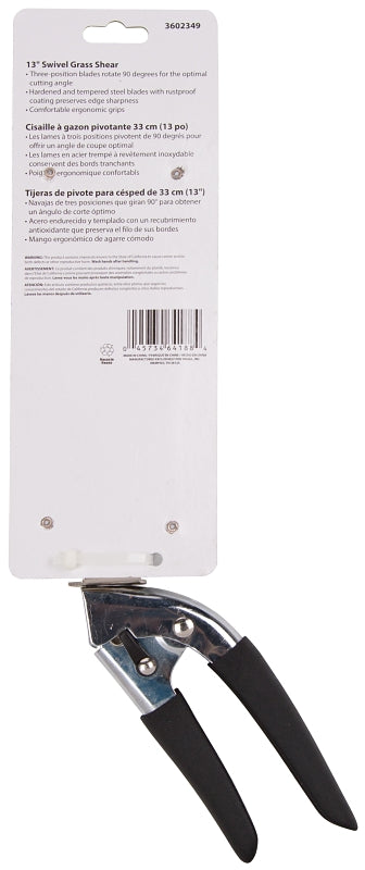 Landscapers Select GS2004 Grass Shear, 6-3/4 in L Blade, 5 in L Cut, Steel Blade, Vinyl Handle