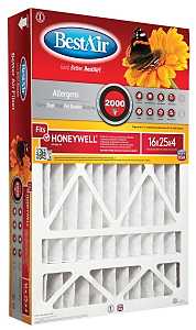 BestAir HW1625-11R Air Filter, 24-3/4 in L, 15-3/4 in W, 11 MERV, Cardboard Frame