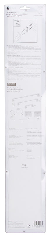 Boston Harbor L3624-51-073L Towel Bar, 24 in L Rod, White, Surface