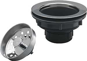 Keeney 250SS Basket Strainer with Fixed Post, 4-3/8 in Dia, Plastic, 3-1/8 in Dia Mesh, For: 3-1/2 in Dia Opening Sink