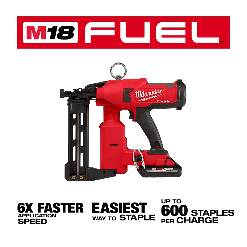 Milwaukee M18 FUEL 2843-22 Stapler Kit, Battery Included, 18 V, 3 Ah, 1/2 in W Crown, Fine Wire Staple, 60 Magazine