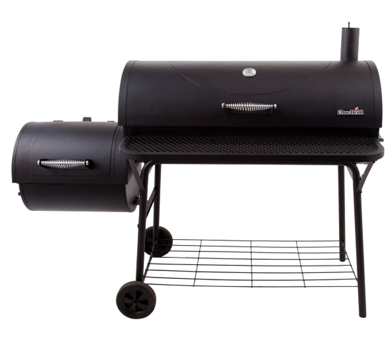Char-Broil 21201571 Deluxe Offset Charcoal Smoker Grill, 3 -Grate, 925 sq-in Primary Cooking Surface, Black, Steel Body