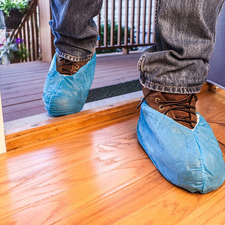 Surface Shields SC3001PB Protection Shoe Cover, Universal, Cloth, Blue, Elastic Closure