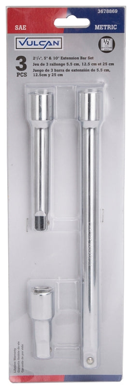 Vulcan TS-3PC-EB1/2 Extension Bar Set, 2-1/2 in L, Chrome