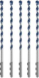 Bosch HCBG0605T Hammer Drill Bit Set, 1/4 in Dia, 6 in OAL, Milled Flute, 1/4 in Dia Shank, Hex Shank