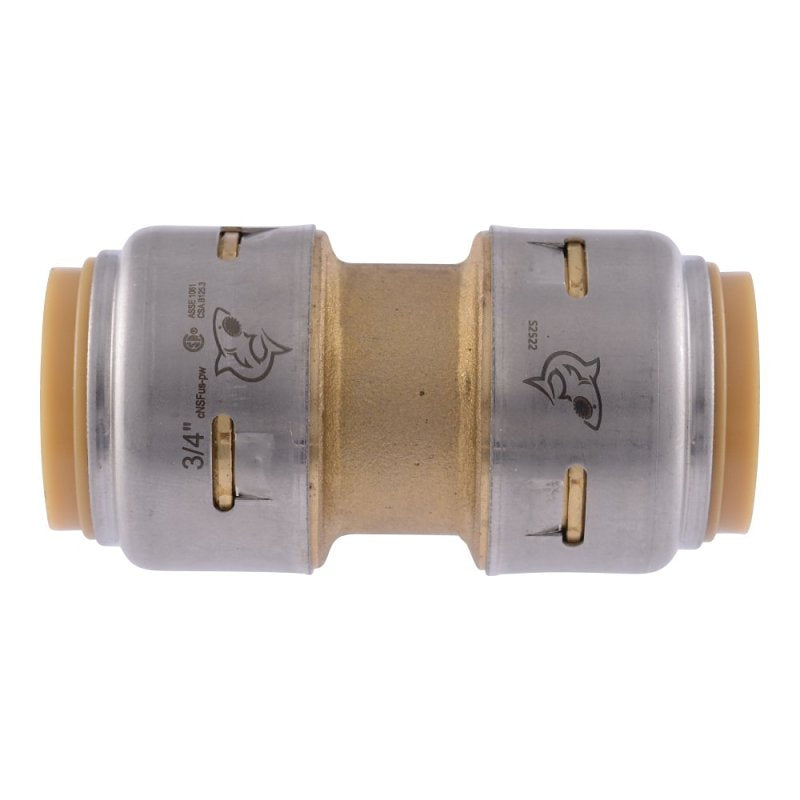 SharkBite Max Series UR016A Pipe Coupling, 3/4 in, Brass, 250 psi Pressure