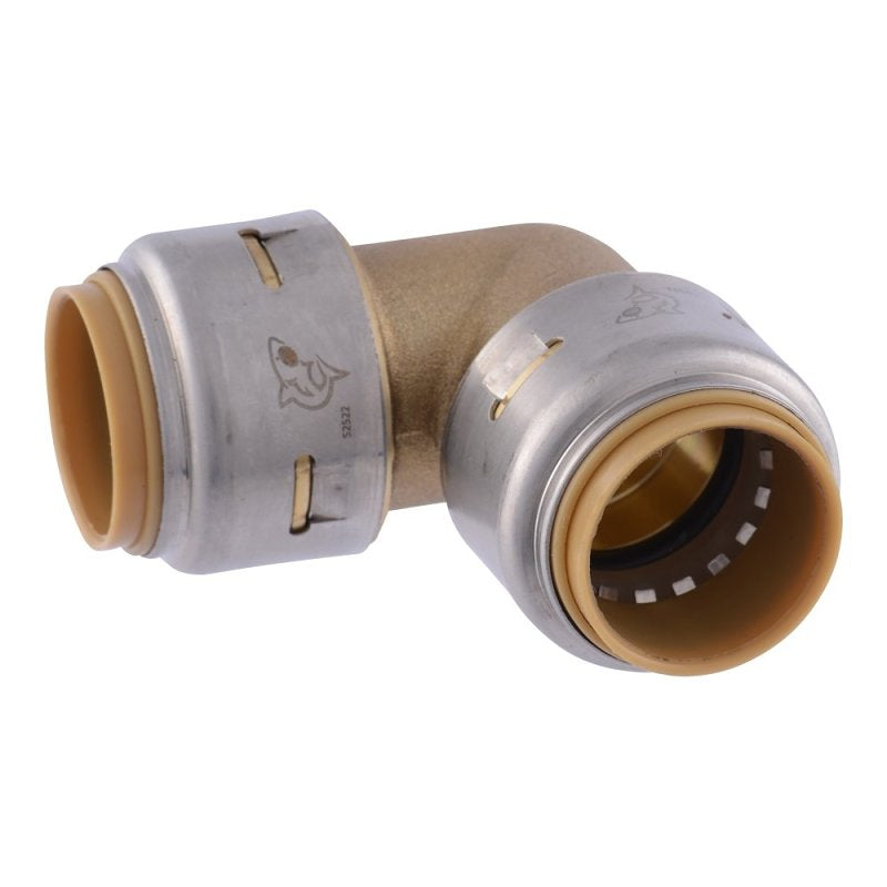 SharkBite Max Series UR256A4 Pipe Elbow, 3/4 in, 90 deg Angle, Brass, 250 psi Pressure