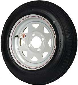 MARTIN Wheel DM412B-4I Trailer Tire, 1120 lb Withstand, 4 in Dia Bolt Circle, Rubber