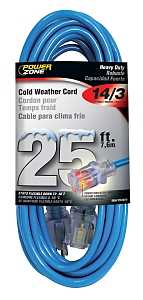 PowerZone ORCW511725 Extension Cord, 14 AWG Cable, 5-15P Grounded Plug, 5-15R Grounded Receptacle, 25 ft L, 125 V