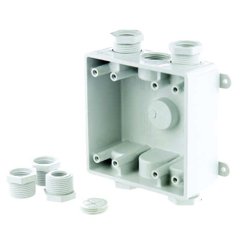 TayMac 26-1/2 cu in Square Plastic 2 gang Outlet Box White