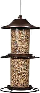 Perky-Pet 325S Panorama Bird Feeder, 4.5 lb, Powder-Coated Rustic Brown, Hanging Mounting