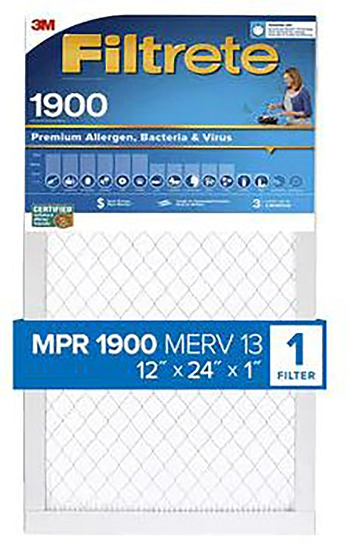 Filtrete UT20-4 Air Filter, 12 in L, 24 in W, 13 MERV, 1900 MPR, Pack of 4