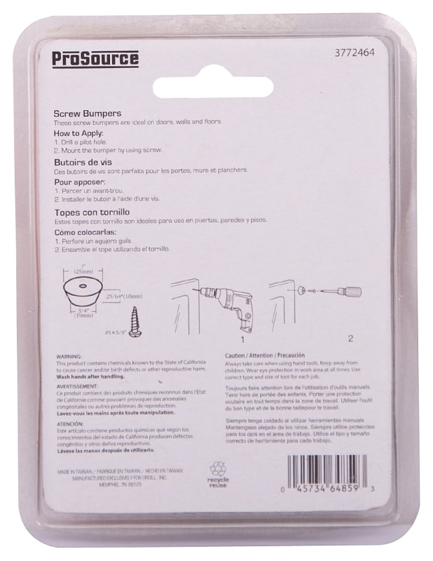 ProSource FE-50661-PS Furniture Leg Tip, Round, Rubber, Black, 1 in Dia, 25/64 in H