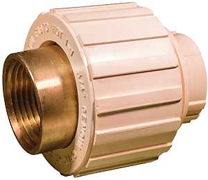 Nibco M25305L Transition Pipe Union, 3/4 in, Slip x FIP, Brass/CPVC