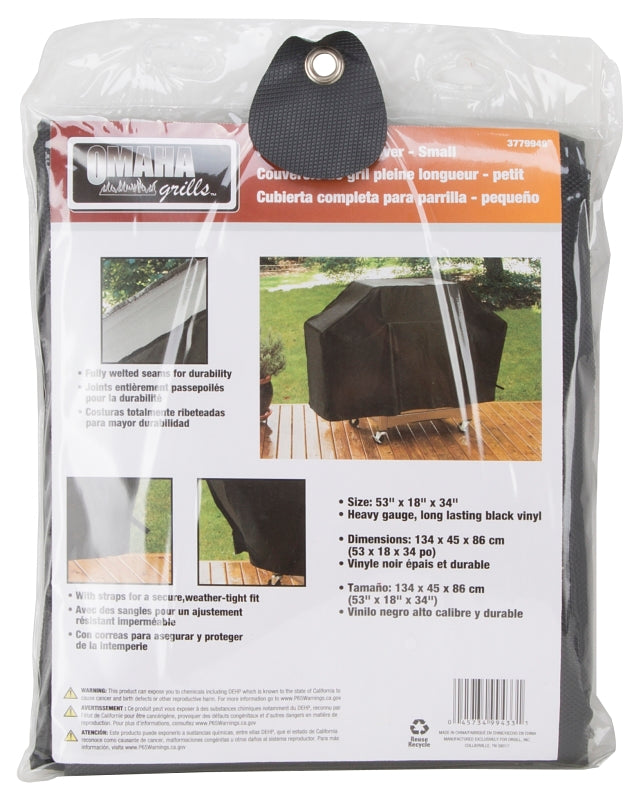 Omaha SPC04-123L Grill Cover, 18 in W, 34 in H, Vinyl, Black