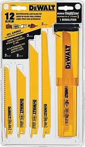 DEWALT DW4892 Reciprocating Saw Blade Set, 12-Piece, Bi-Metal, Yellow