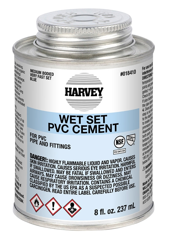 Harvey 18410-24 Medium-Bodied Wet Set Cement, 8 oz Can, Liquid, Blue