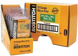 Bostitch PT-2332-3M Pin Nail, 0.64 in Dia, 1-1/4 in L, 23 ga Thick, Steel, Bright