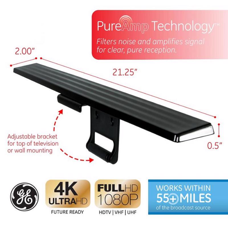 GE Ultapro Indoor HDTV Ultra Thin Amplified Antenna 1 pk