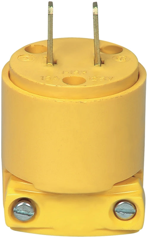 Eaton 4862-BOX Electrical Plug, 2-Pole, 15 A, 125 V, Screw, NEMA: NEMA 1-15, Yellow