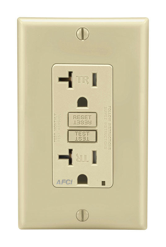 Leviton Decora 20 amps 125 V Ivory AFCI Outlet 5-20R 1 pk