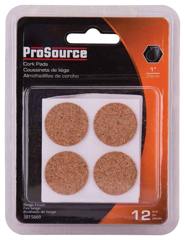 ProSource FE-50702-PS Furniture Pad, Cork, Brown, 1 in Dia, 5/64 in Thick, Round