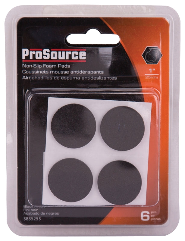 ProSource FE-50712-PS Furniture Gripper Pad, SBR, Black, 1 in Dia, 7/64 in Thick, Round