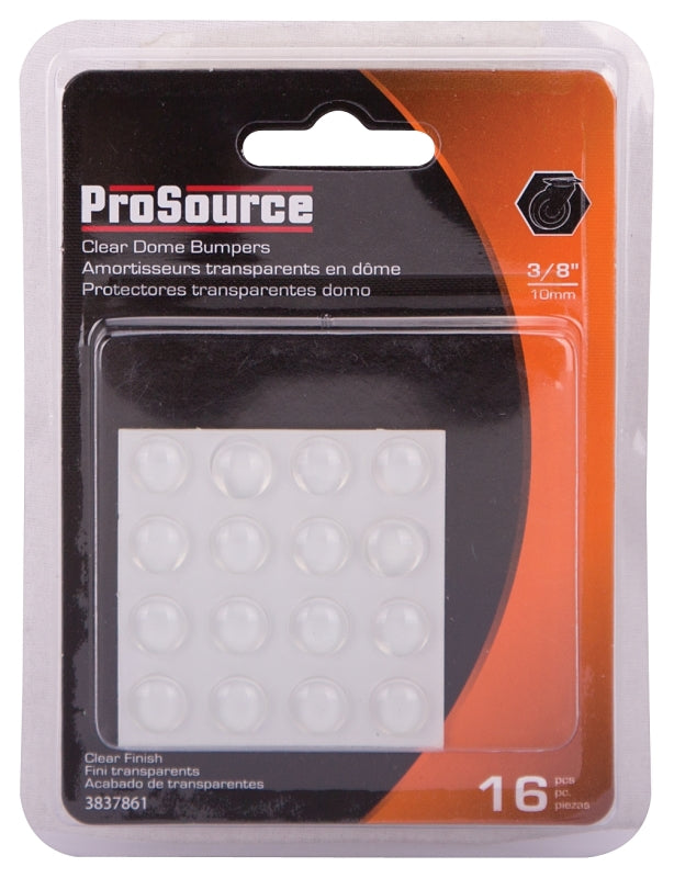 ProSource FE-S402-PS Furniture Bumper Pad, Polyurethane, Clear, 3/8 in Dia, 5/32 in Thick, Dome
