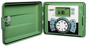 Orbit 57900 Indoor/Outdoor Swing Door Timer, 24 V, 12 -Zone, 3 -Program, LCD Display, Plug-and-Go Mounting, Green