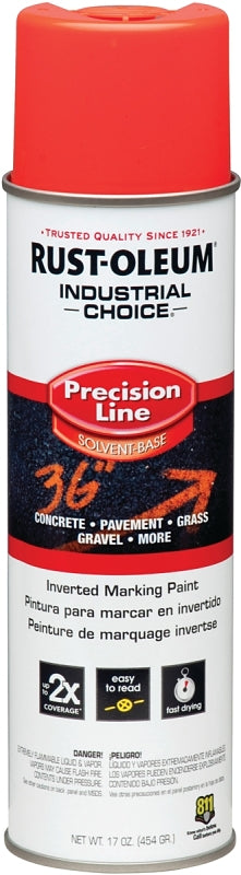 Industrial Choice 203028 Inverted Marking Spray Paint, Semi-Gloss, Fluorescent Red/Orange, 17 oz Can