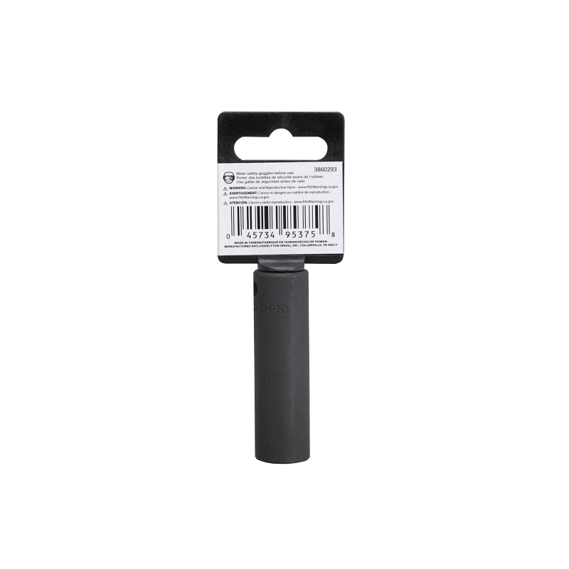 Vulcan MT6580142 Deep Impact Socket, 12 mm Socket, 3/8 in Drive, Deep Drive, 6-Point, Chrome Molybdenum Steel