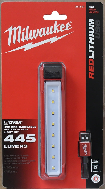 Milwaukee 2112-21 Rechargeable Pocket Flood Light, 4 VDC, LED Lamp, 445 Lumens