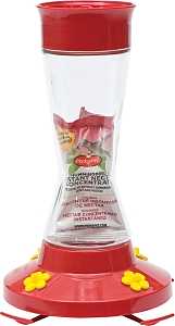 Perky-Pet 210PB Bird Feeder, Pinch Waist, 16 oz, 4-Port/Perch, Hardened Glass/Plastic, Red, 7.1 in H