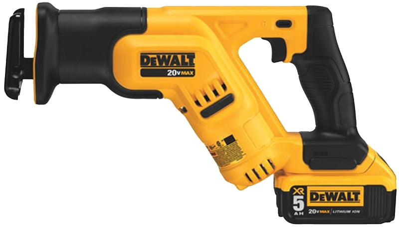 DEWALT DCS387P1 Series Reciprocating Saw Kit, Battery Included, 20 V, 5 Ah, 1-1/8 in L Stroke, 0 to 2900 spm