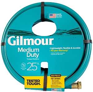 Gilmour 816251-1001 Medium-Duty Hose, 5/8 in, 25 ft L, Coupling, Vinyl, Blue