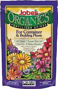 Jobes 6128 Container and Bedding Plant Organic Fertilizer Bag, Spike, 3-5-6 N-P-K Ratio
