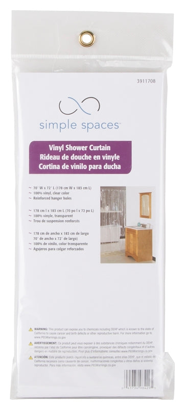 Simple Spaces SD-PCP01-C3L Shower Curtain, Vinyl, Clear, Clear