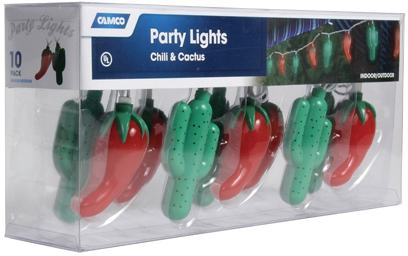 Camco USA 42659 Party Light, 120 V, 10-Lamp, Includes: (1) Spare Fuse, (2) Spare Bulbs