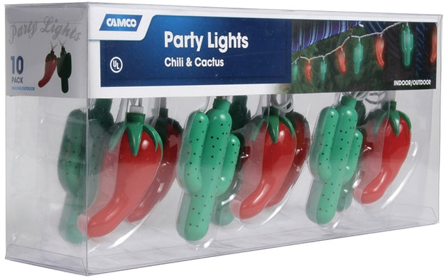 Camco USA 42659 Party Light, 120 V, 10-Lamp, Includes: (1) Spare Fuse, (2) Spare Bulbs