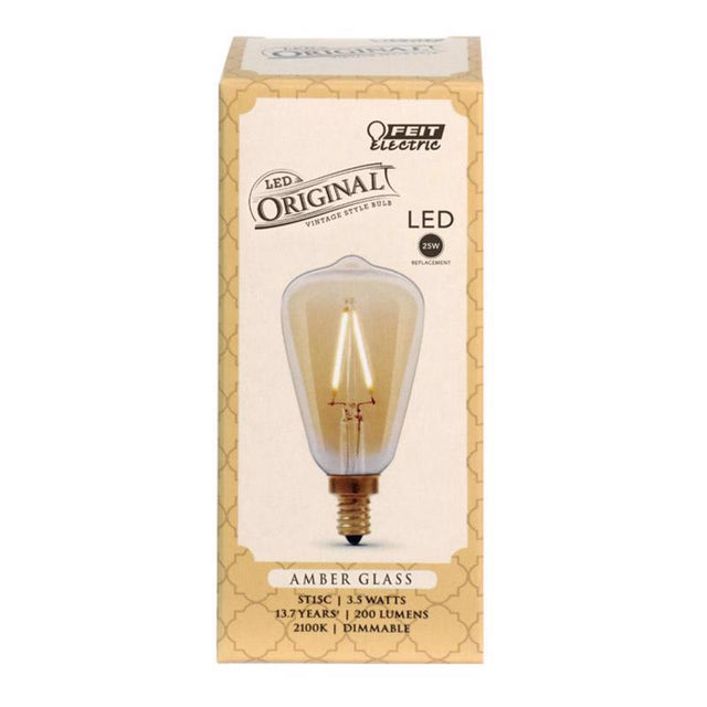 Feit ST15 E12 (Candelabra) Filament LED Bulb Amber Soft White 25 Watt Equivalence 1 pk