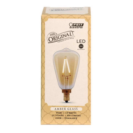Feit ST15 E12 (Candelabra) Filament LED Bulb Amber Soft White 25 Watt Equivalence 1 pk