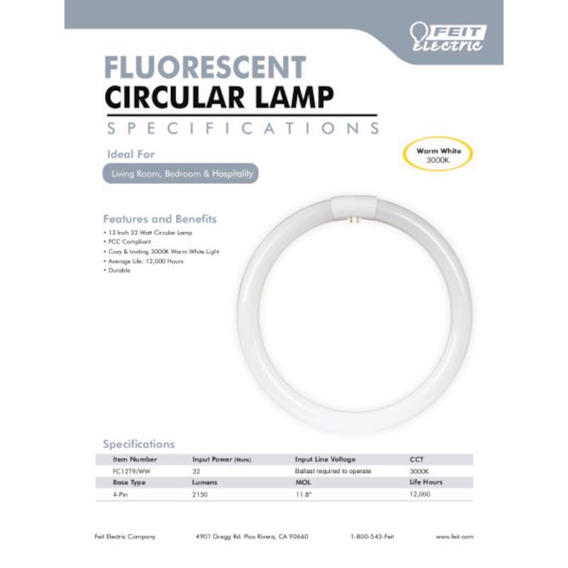 Feit Legacy Bulbs 32 W T9 11.9 in. D X 11.9 in. L Circline Fluorescent Bulb Warm White Circular 3000