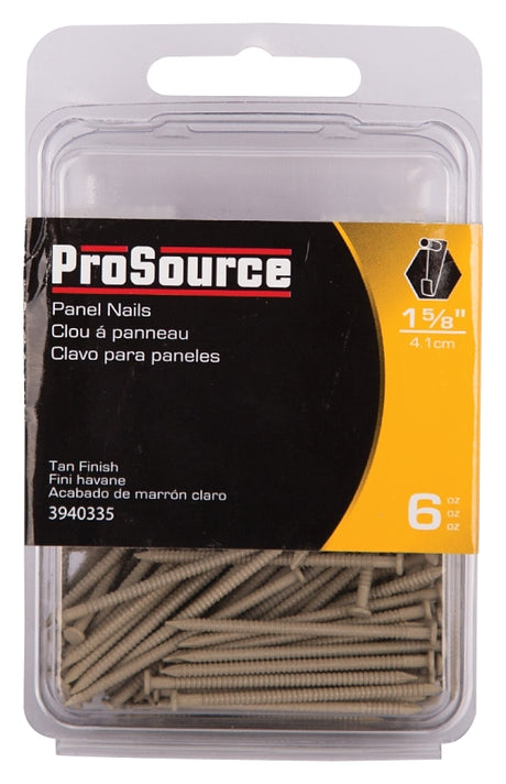 ProSource NTP-085-PS Panel Nail, 15D, 1-5/8 in L, Steel, Painted, Flat Head, Ring Shank, Tan, 171 lb, Pack of 5