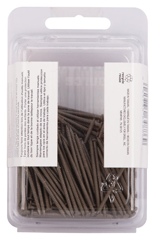 ProSource NTP-091-PS Panel Nail, 15D, 1-5/8 in L, Steel, Painted, Flat Head, Ring Shank, Dark Oak, 171 lb, Pack of 5