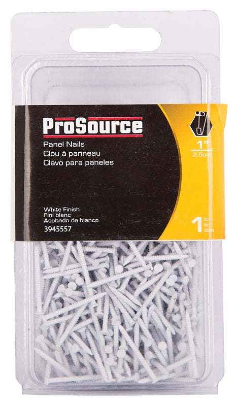 ProSource NTP-158-PS Panel Nail, 16D, 1 in L, Steel, Painted, Flat Head, Ring Shank, White, Pack of 4